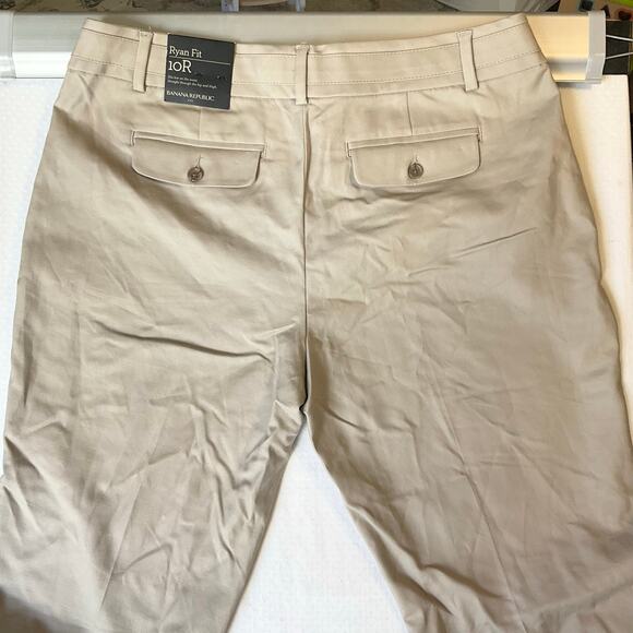Banana Republic Women Flared Khaki Pants size 10 Beige Mid Rise Stretch NWT - Picture 9 of 10